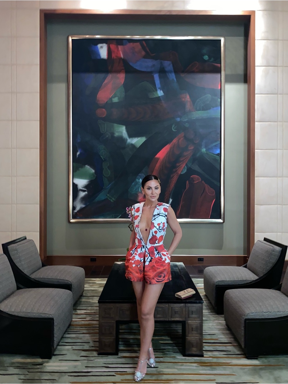 Philipp Plein Red and White Floral jumpsuit Couture Collection